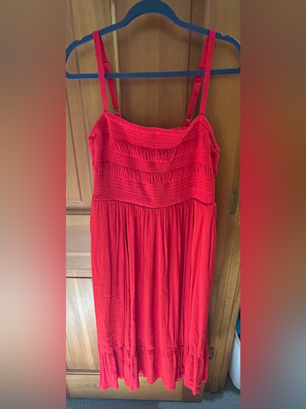 torrid Red Smocked Maxi Dress with pockets